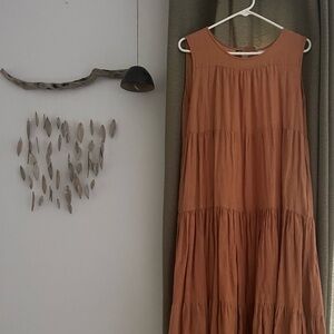 Sleeveless Tiered Maxi Dress in Rust